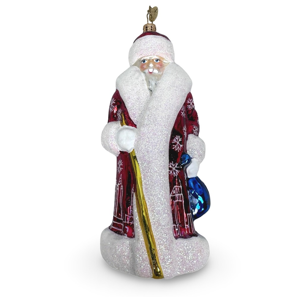 Christopher Radko Russian Santa Claus Glass Christmas Ornament Red 91-112-1